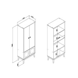 Cristaleira Retrô 70cm MB 1005 Movelbento - MB Freijó/Preto - 2