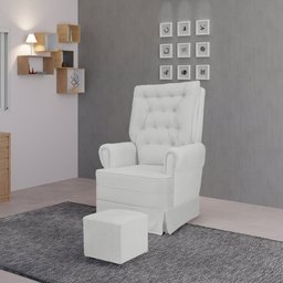 Poltrona de Amamentação Eloa com Puff Balanço Bebê Completo: Boucle Natural - 2