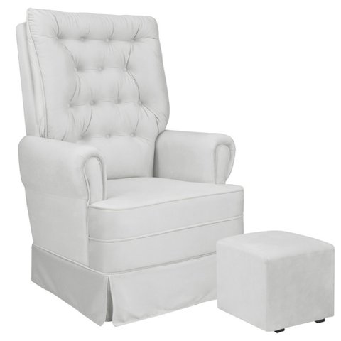 Poltrona de Amamentação Eloa com Puff Balanço Bebê Completo: Boucle Natural