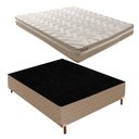Ver imagem 1 de Cama Box Casal com Colchão D33 Unique Plus Duoface 14x138x188cm e Base Júlia Bege/Rustico Paropas By