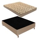 Ver imagem 1 de Cama Box Casal com Colchão D33 Unique Duoface 14x138x188cm e Base Júlia Bege/Rustico Paropas By Ecos