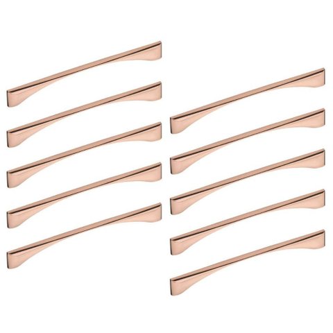 Kit 10 Puxadores Alça 192mm Zamac Rose Gold Luce para Móveis Cozinha Banheiro Quarto