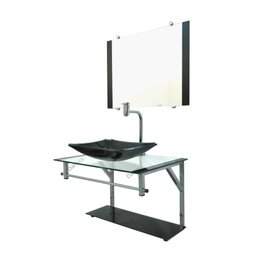 Gabinete de Vidro 60cm para Banheiro Cuba Chanfrada Preto - DaHora - 2