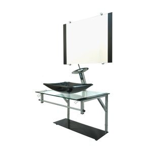 Gabinete de Vidro 60cm para Banheiro Cuba Chanfrada Preto - DaHora