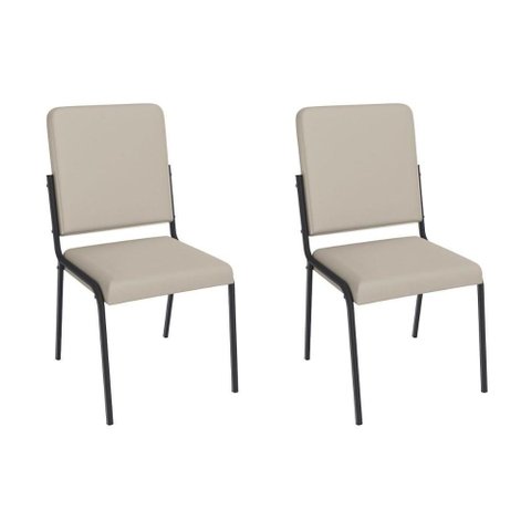 Cadeira Sala de Jantar Genebra 2c129prf Aço Kit 2 Un Preto/ano Bege - Kappesberg