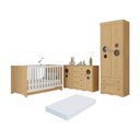 Ver imagem 1 de Quarto de Bebê Completo Berço Americano 3 em 1 Colchão Sonho Multimóveis Mp4643 Madeirado
