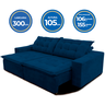 Sofá Amazonas 3 metros Retrátil com Molas Suede Veludo Light Azul - Sofá na Web - 8