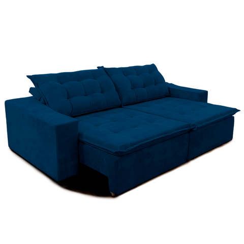 Sofá Amazonas 3 metros Retrátil com Molas Suede Veludo Light Azul - Sofá na Web
