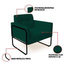 Ver imagem 3 de Poltrona Sala Industrial Alta Tubo Preto Kit 2 Elisa Bouclê Verde D03 - D'Rossi