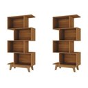 Ver imagem 3 de Kit 2 Estantes para Livros Caracas 4 Nichos Marrom/Nogal