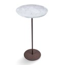 Ver imagem 3 de Mesa Lateral Norina - Alta, Tampo Redondo Imerso e Base Aço Corten. Cinza 100% MDF
