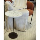 Ver imagem 5 de Mesa Lateral Norina - Alta, Tampo Redondo Imerso e Base Aço Corten. Cinza 100% MDF