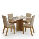 Ver imagem 2 de Conjunto Sala de Jantar Layla Lux 4 Lugares Tampo MDF Cadeiras Suede Off White 120cm Casa 812
