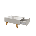 Ver imagem 3 de Mesa Centro Bechara Sena Retangular com Espelho Apoio Mesinha Decorativa Porta Objetos Off-cinza