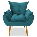 Ver imagem 2 de Poltrona Decorativa Opala Pés Palito Veludo Azul Tiffany Chamby Móveis