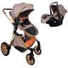Carrinho de Bebe Europeu Luxo 3 em 1 Ares Plus Marrom Grena + Bebe Conforto + Base - Passear Baby - 2