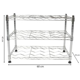 Adega Estante Arame Aço Cromado 3 Prateleiras 18 Garrafas Vinho Montável Decoração - 2