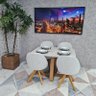 Sala de Jantar Mesa Bennet 1,15m com 4 Cadeiras Dilly Giratórias D'confort Design Linho Cinza R507 - 3