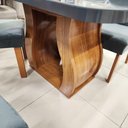 Ver imagem 5 de Sala de Jantar 130x90 Ibiza MDF/Vidro 4 Cadeiras Bom Pastor Naturale/Grafite Veludo Chumbo