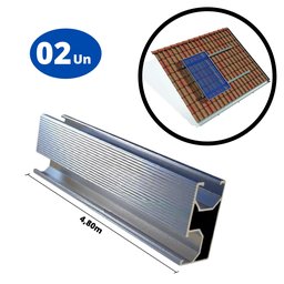 Perfil Barra Trilho Linha C Estrutura Suporte Fixador Placa Painel Solar Alumínio 4,80 Metros | Perf - 3