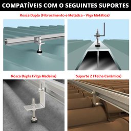 Perfil Barra Trilho Linha C Estrutura Suporte Fixador Placa Painel Solar Alumínio 4,80 Metros | Perf - 4