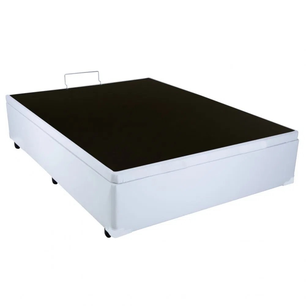 Cama Box Baú Casal branco com Pistão a gás - 138x188 - 2