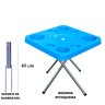 Mesa Praia Dobrável Petisqueira e Suporte Guarda Sol Chão Cor:azul - 4