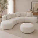 Ver imagem 1 de Sofá e Puff Orgânico Virginia 360cm Sala Boucle Bege