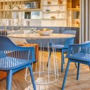 Ver imagem 3 de Cadeira Montreal em Polipropileno com Revestimento em Couro Ecológico Fratini Azul