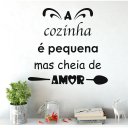 Ver imagem 1 de Adesivo de Parede Decoratico Frase a Cozinha É Pequena Mas É Cheia de Amor