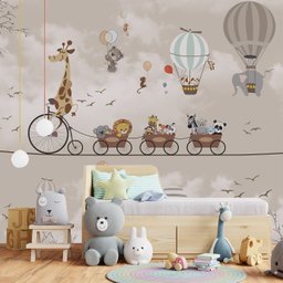 Papel de Parede Girafinha safári Animais na corda - 2