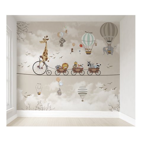 Papel de Parede Girafinha safári Animais na corda