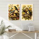 Ver imagem 2 de Kit 2 Quadros Decorativos Passarinhos no Ninho 33x24cm - com Vidro:madeira Branca