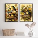 Ver imagem 1 de Kit 2 Quadros Decorativos Passarinhos no Ninho 33x24cm - com Vidro:madeira Branca