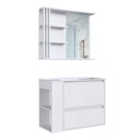 Ver imagem 1 de Gabinete de Banheiro 80cm Estela Branco Lavatório Espelheira com 1 Gavetão e Basculante