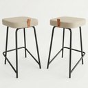Ver imagem 1 de Kit 02 Banquetas Médias para Cozinha Vik Estofada Linho Bege - Desk Design
