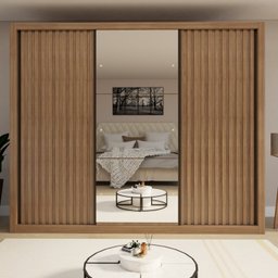 Guarda Roupa Casal Premium Nápoli 242cm com Espelho 2 Portas Lisas 1 Porta Ripada 6 Gavetas Espresso Móveis     - 2