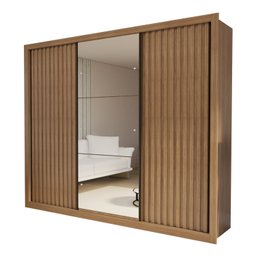 Guarda Roupa Casal Premium Nápoli 242cm com Espelho 2 Portas Lisas 1 Porta Ripada 6 Gavetas Espresso Móveis     - 4