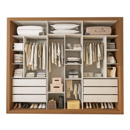 Guarda Roupa Casal Premium Nápoli 242cm com Espelho 2 Portas Lisas 1 Porta Ripada 6 Gavetas Espresso Móveis     - 3