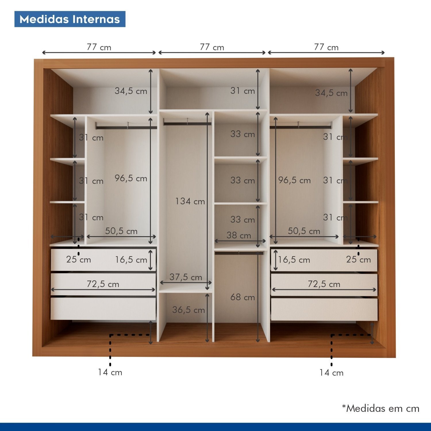Guarda Roupa Casal Premium Nápoli 242cm com Espelho 2 Portas Lisas 1 Porta Ripada 6 Gavetas Espresso Móveis     - 7