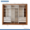 Ver imagem 7 de Guarda Roupa Casal Premium Nápoli 242cm com Espelho 2 Portas Lisas 1 Porta Ripada 6 Gavetas Espresso Móveis
