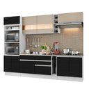 Ver imagem 4 de Cozinha Completa Madesa Vicenza com Armário e Balcão (sem Tampo e Pia) - Branco/Preto/Crema