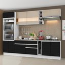 Ver imagem 1 de Cozinha Completa Madesa Vicenza com Armário e Balcão (sem Tampo e Pia) - Branco/Preto/Crema