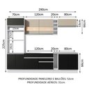 Ver imagem 5 de Cozinha Completa Madesa Vicenza com Armário e Balcão (sem Tampo e Pia) - Branco/Preto/Crema