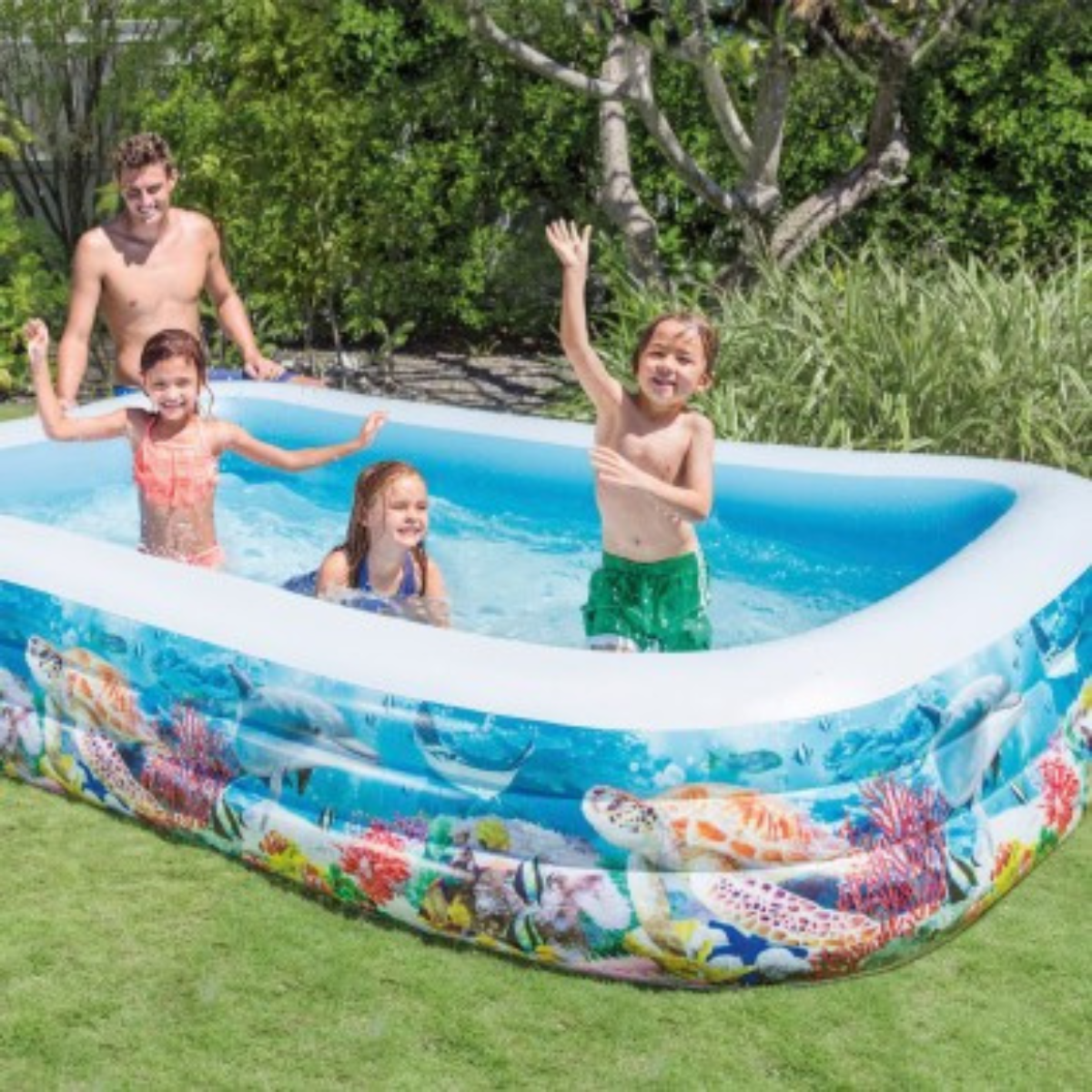 Piscina Inflável Familiar Intex 1.050l Recife Tropical 3,05m:branco - 3