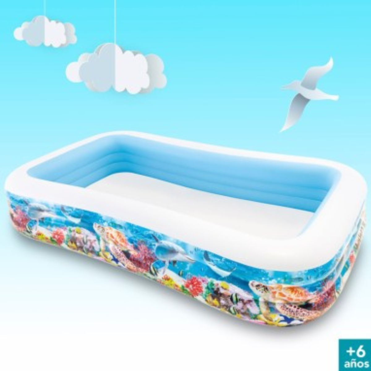 Piscina Inflável Familiar Intex 1.050l Recife Tropical 3,05m:branco - 4