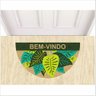 TAPETE CAPACHO MEIA LUA BEM VINDO, DECORATIVO COM PLANTAS. - 1