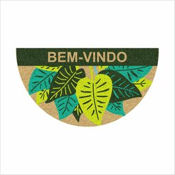 TAPETE CAPACHO MEIA LUA BEM VINDO, DECORATIVO COM PLANTAS. - 2