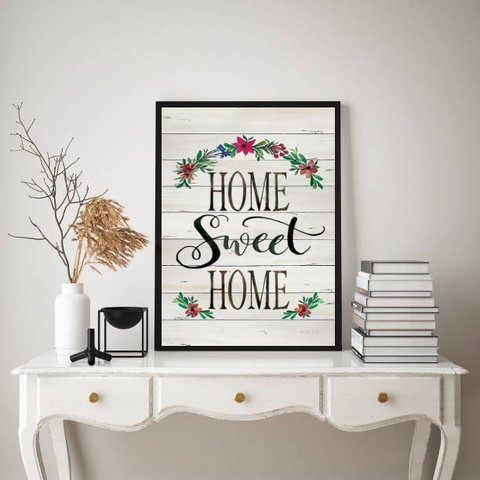 Quadro Home Sweet Home - Arabesco 24x18cm - com Vidro:moldura Branca