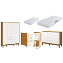 Ver imagem 1 de Quarto de Bebê Berço Evolution + Guarda Roupa 4P + Cômoda Sp Elfe Branco / Savana com 02 Colchões